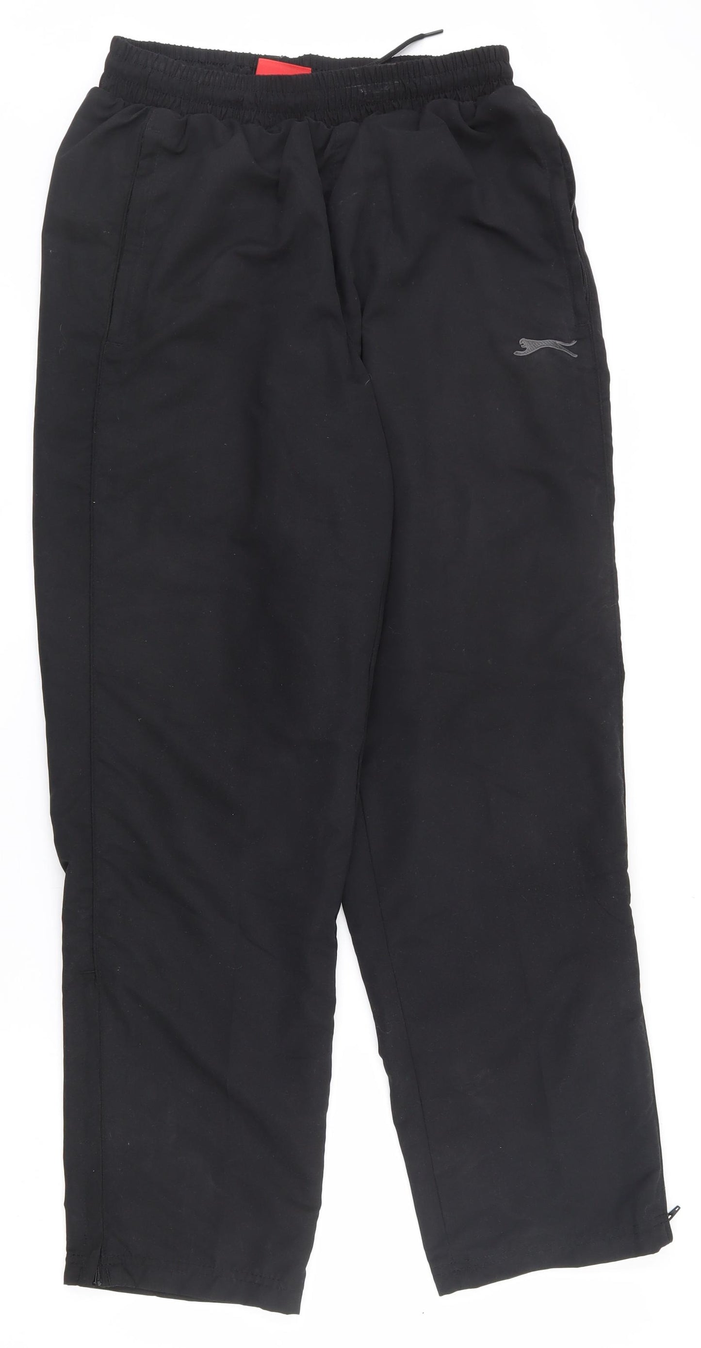 Slazenger Mens Black  100% Polyester Jogger Trousers Size M L27 in Regular Drawstring - Zip ankles