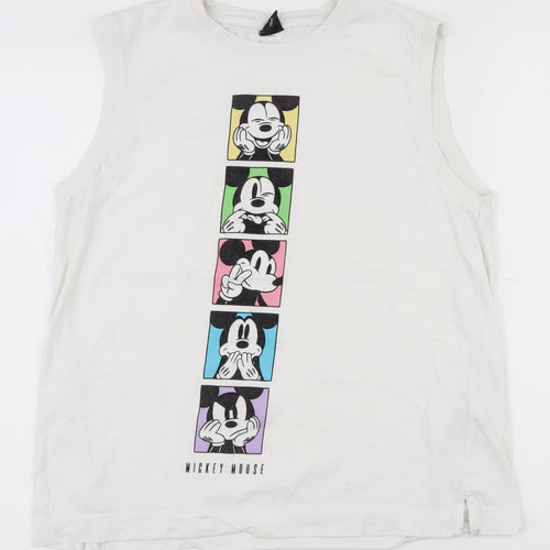 NEXT Womens White  100% Cotton Basic Tank Size 12 Crew Neck