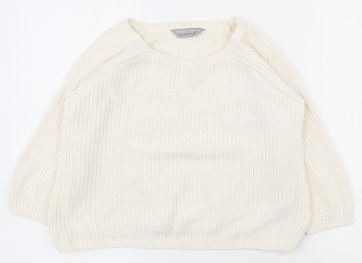 Dorothy Perkins Womens White Round Neck Acrylic Pullover Jumper Size 8