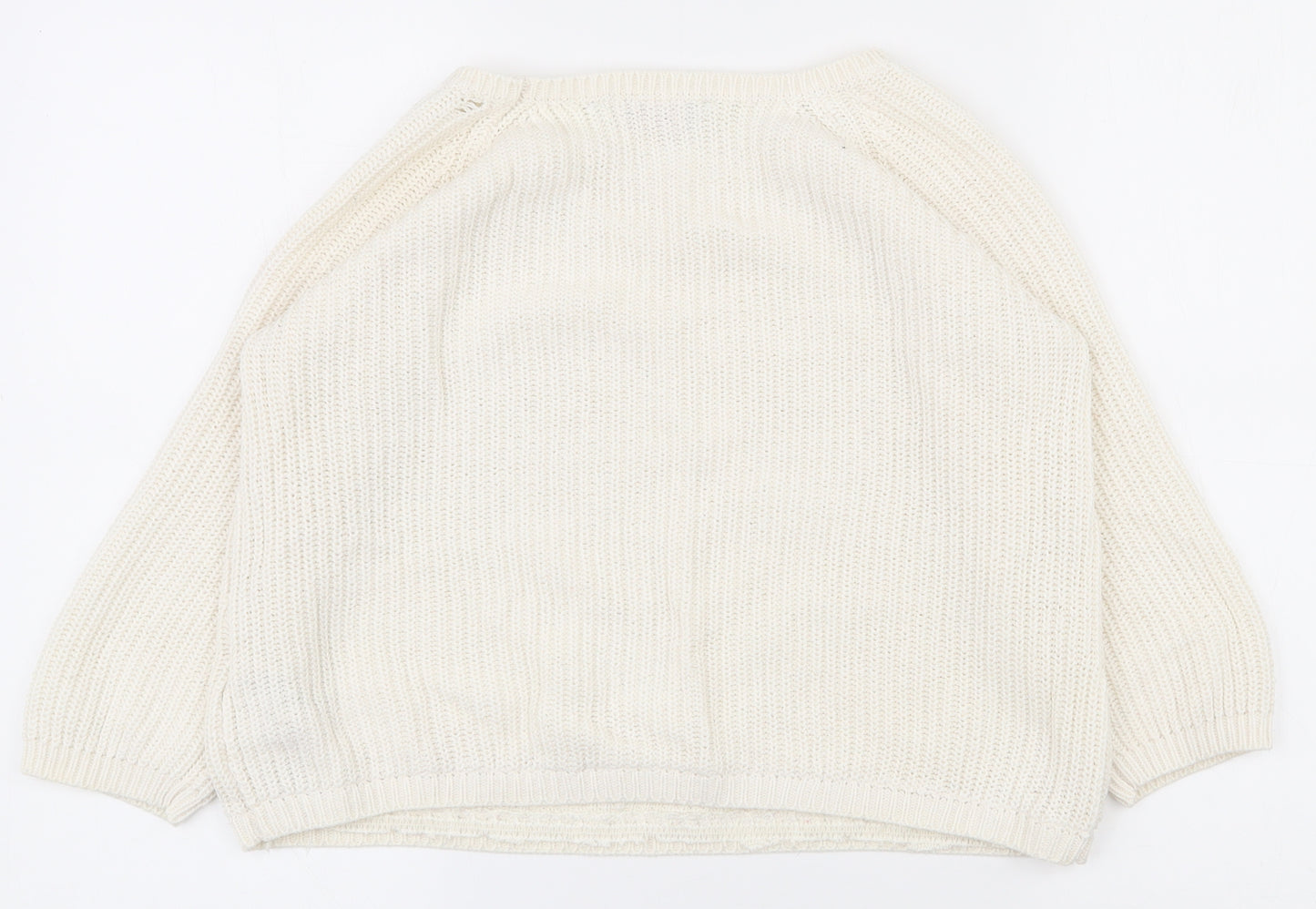 Dorothy Perkins Womens White Round Neck  Acrylic Pullover Jumper Size 8