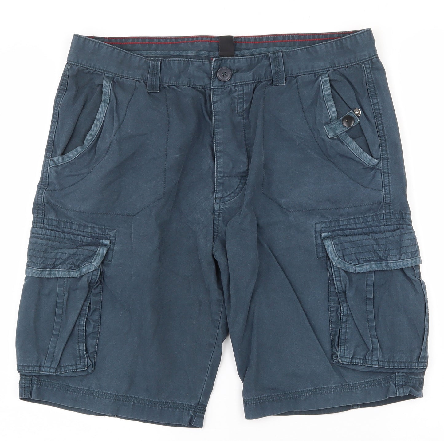 Cedar Wood State Mens Blue  Cotton Cargo Shorts Size 34 L10 in Regular Zip