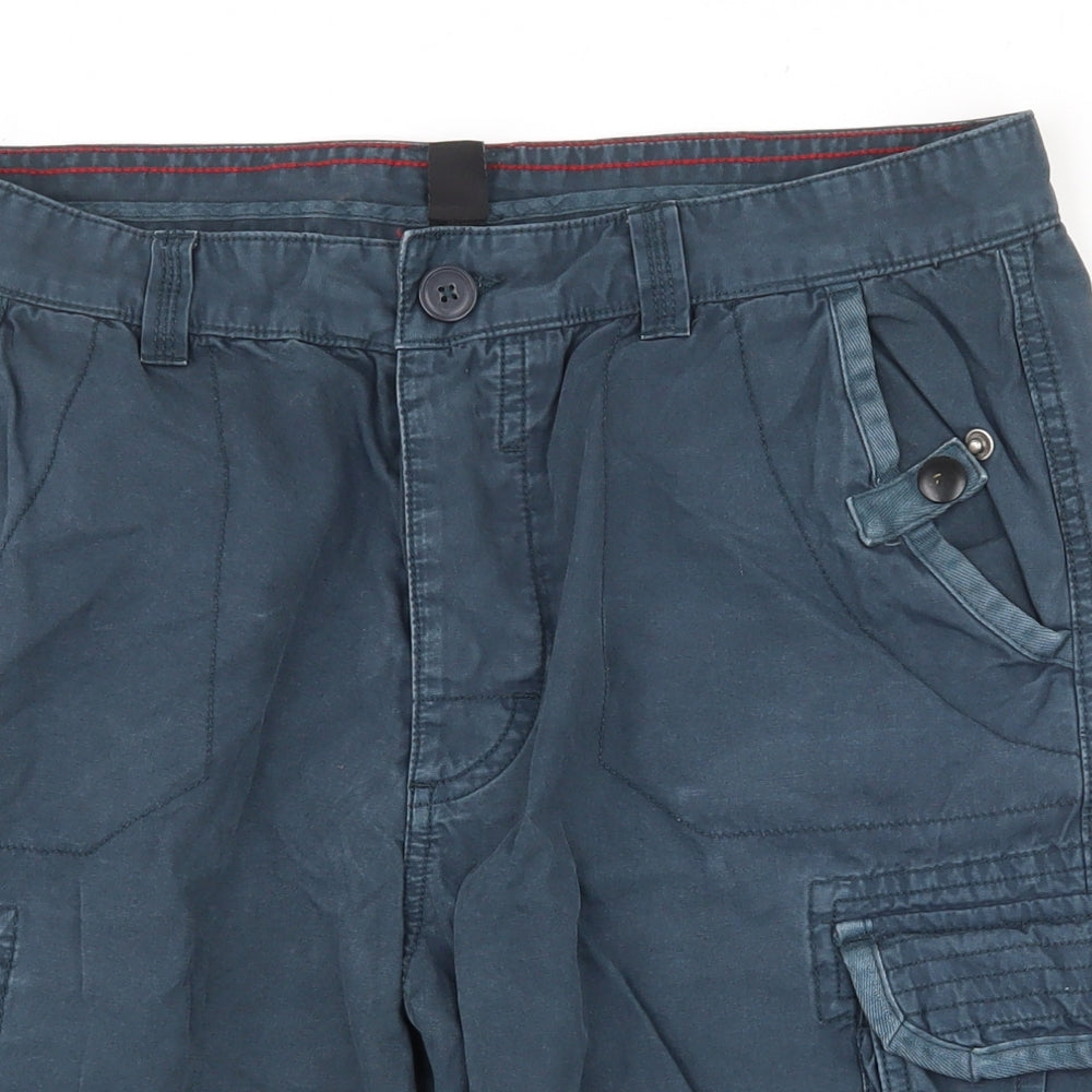 Cedar Wood State Mens Blue  Cotton Cargo Shorts Size 34 L10 in Regular Zip