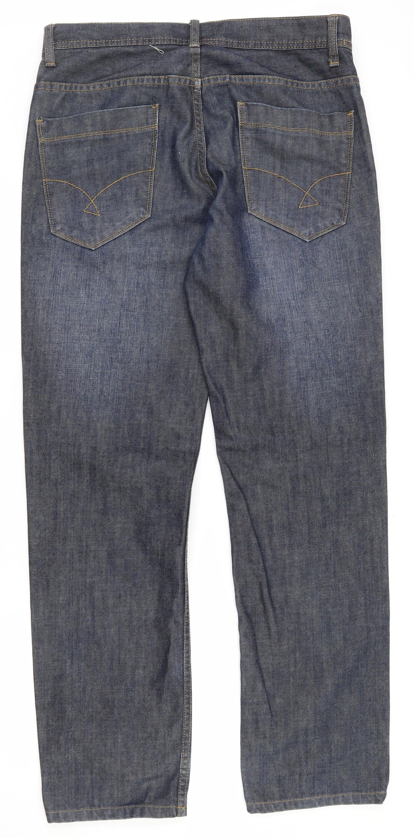 NEXT Mens Blue  Cotton Straight Jeans Size 32 L32 in Regular Zip