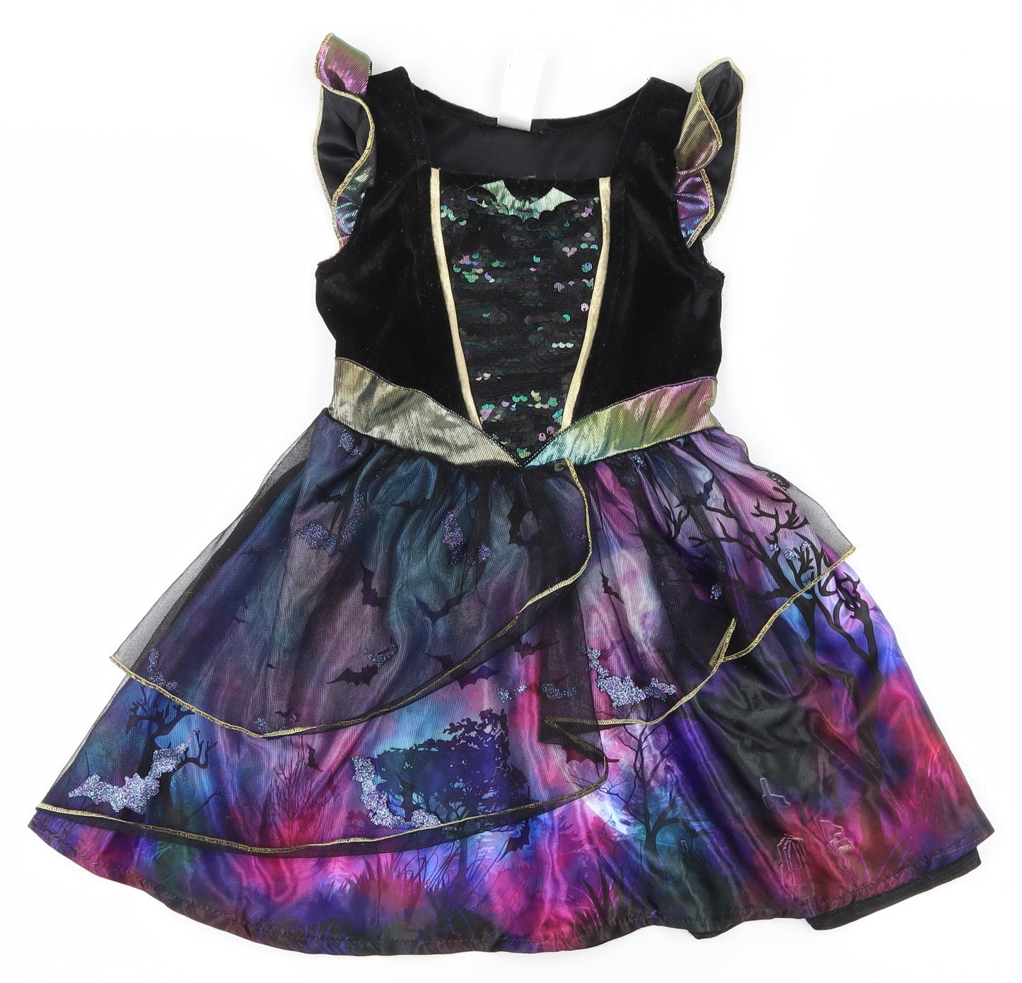 TU Girls Multicoloured  100% Polyester Fit & Flare  Size 3-4 Years  Square Neck Pullover - Batgirl fancy dress costume,Cape not included