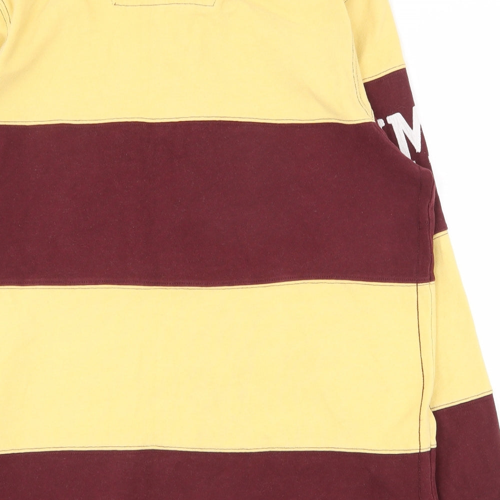 Duffer of St. George Mens Multicoloured Striped 100% Cotton  Polo Size M Collared Button
