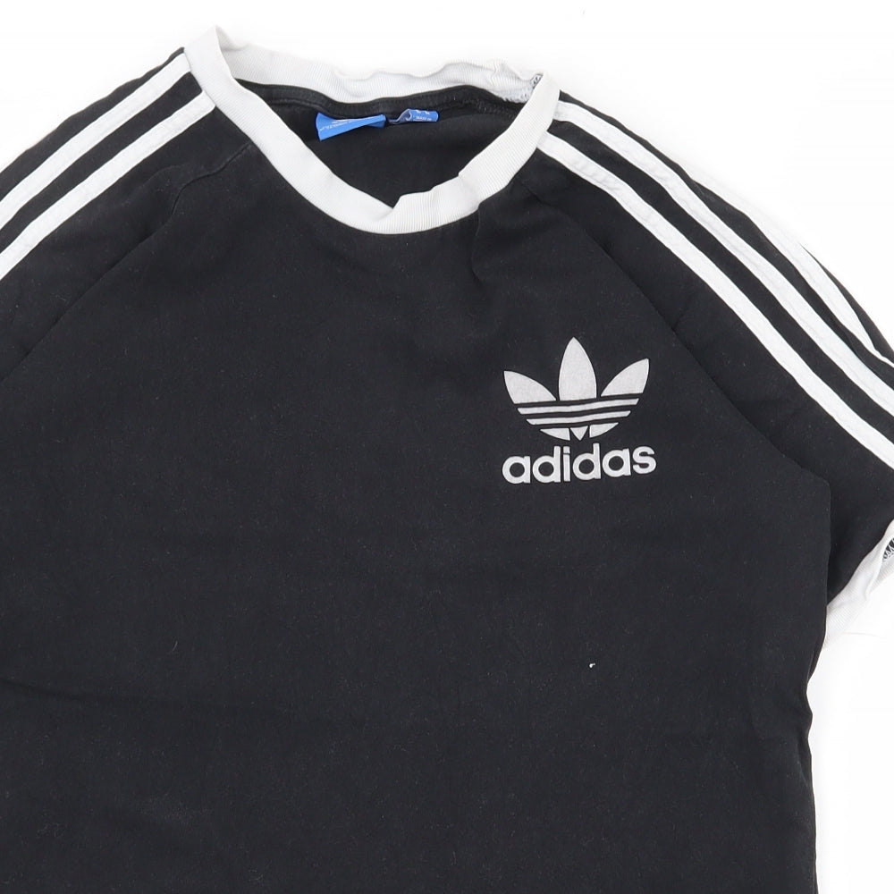 adidas Mens Black  100% Cotton Pullover T-Shirt Size M Crew Neck Pullover