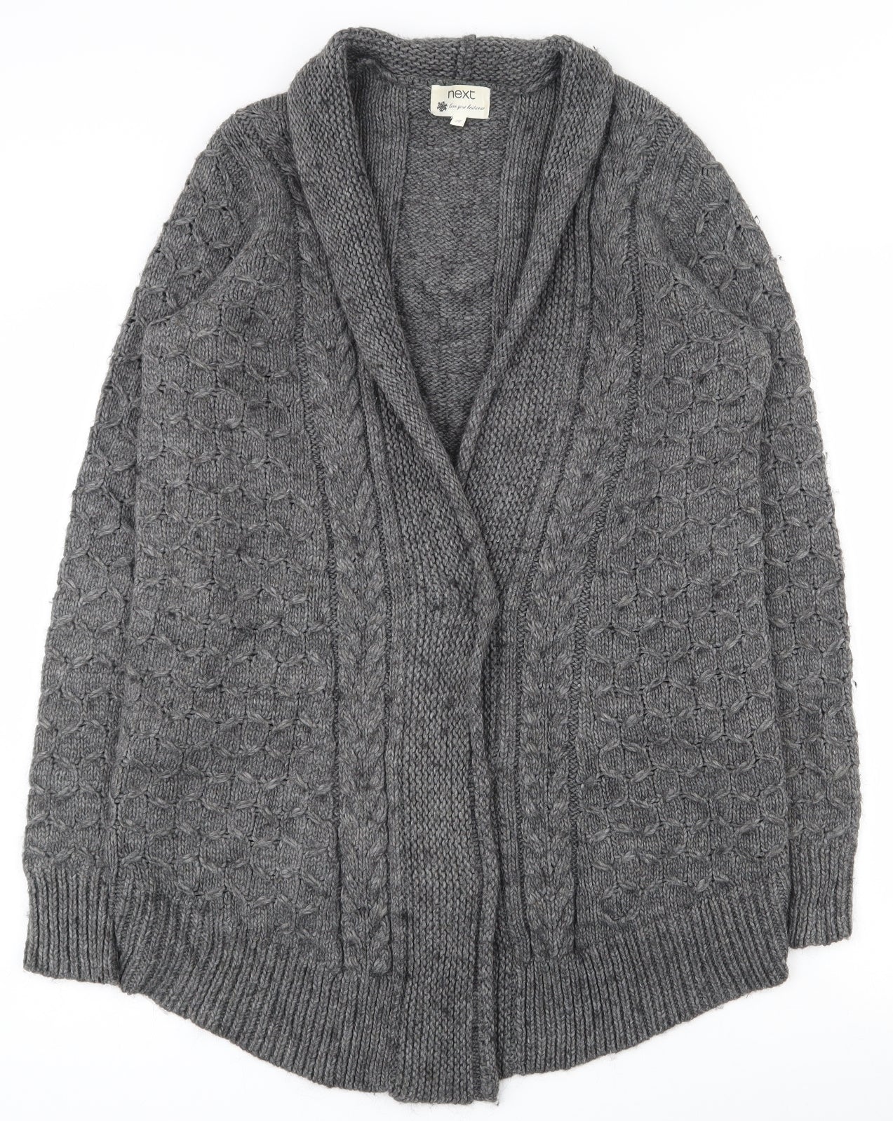 NEXT Womens Grey V-Neck  Acrylic Cardigan Jumper Size 12