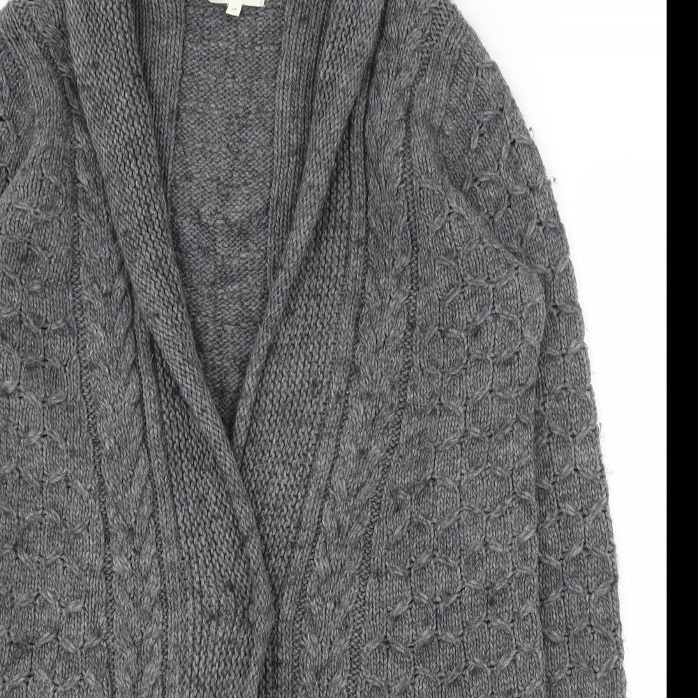 NEXT Womens Grey V-Neck  Acrylic Cardigan Jumper Size 12
