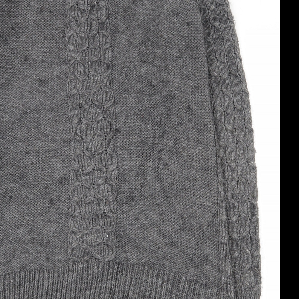NEXT Womens Grey V-Neck  Acrylic Cardigan Jumper Size 12