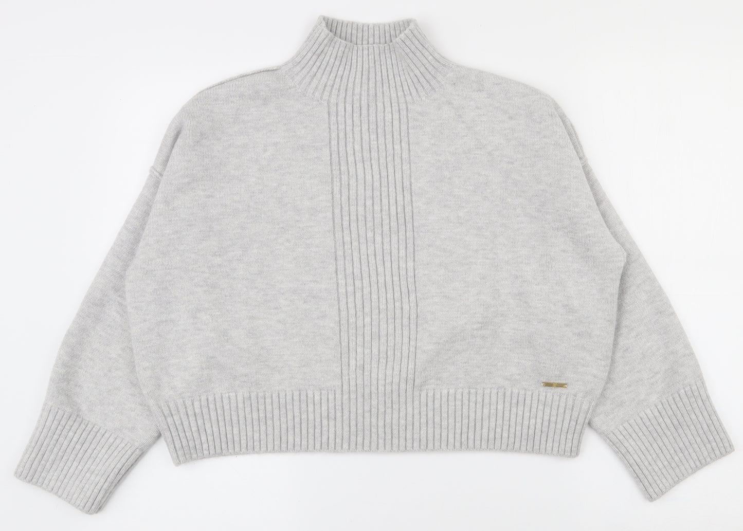 River Island Womens Grey High Neck  Acrylic Pullover Jumper Size L