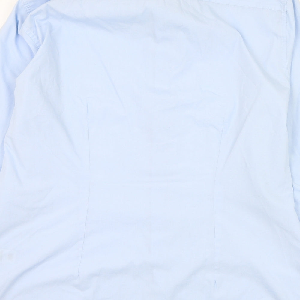 Topman Mens Blue  Polyester  Dress Shirt Size L Collared Button