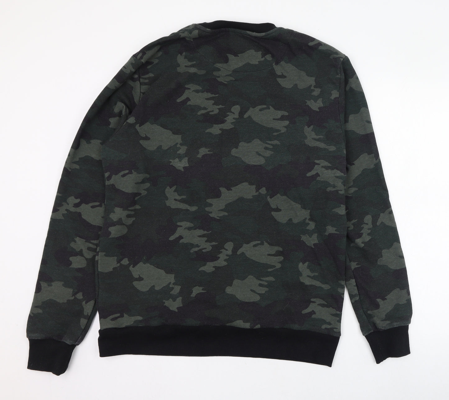 Primark Mens Green Camouflage Polyester Pullover Sweatshirt Size L