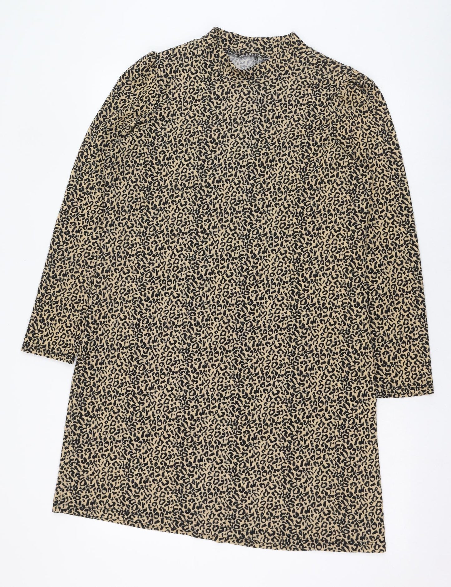 George Womens Brown Animal Print Polyester Jumper Dress  Size 14  Round Neck Pullover