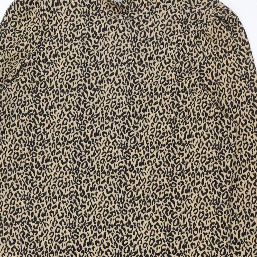 George Womens Brown Animal Print Polyester Jumper Dress  Size 14  Round Neck Pullover