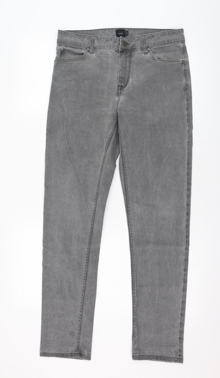 ASOS Womens Grey Cotton Skinny Jeans Size 30 L28 in Regular Zip