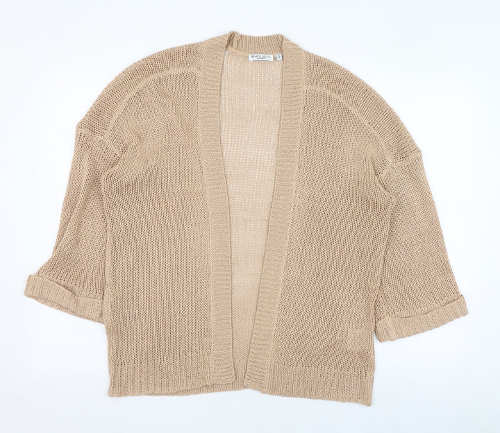 Brave Soul Womens Brown Square Neck  Acrylic Cardigan Jumper Size 14