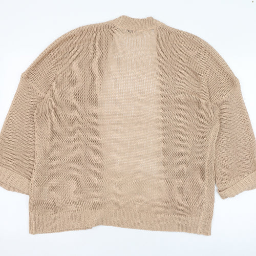 Brave Soul Womens Brown Square Neck  Acrylic Cardigan Jumper Size 14