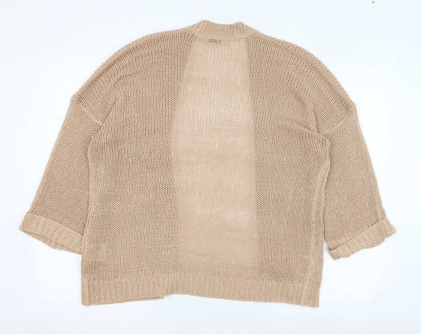 Brave Soul Womens Brown Square Neck  Acrylic Cardigan Jumper Size 14