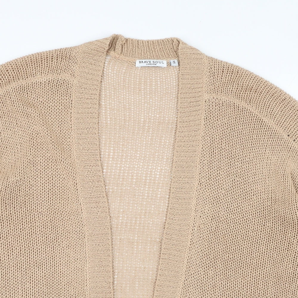 Brave Soul Womens Brown Square Neck  Acrylic Cardigan Jumper Size 14