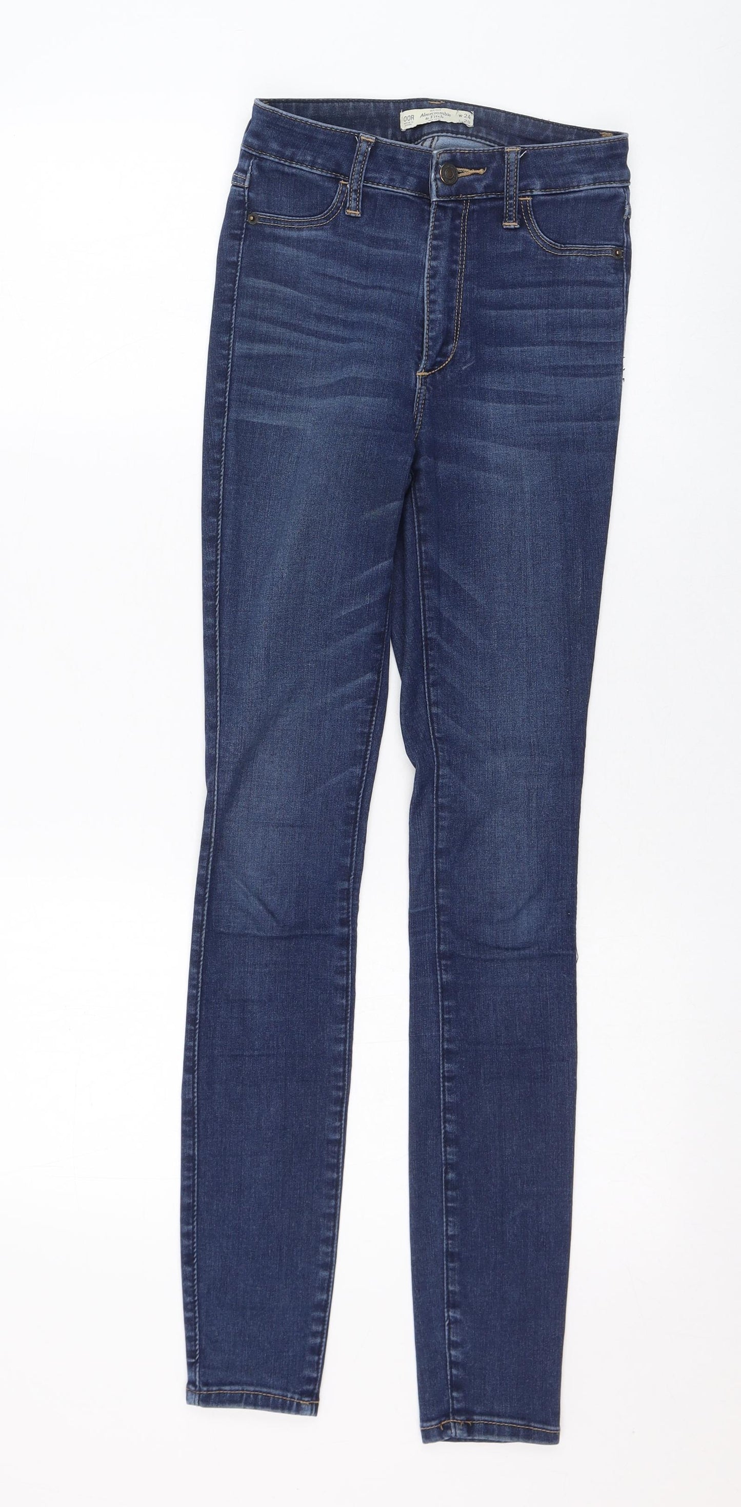 Abercrombie & Fitch Womens Black  Cotton Skinny Jeans Size 24 L29 in Regular Zip