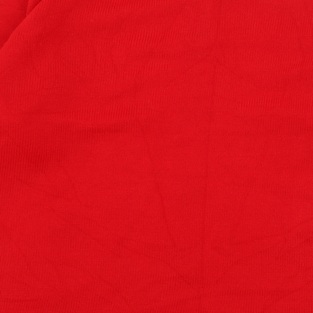 Jan Eva Womens Red Round Neck  Acrylic Pullover Jumper Size XL