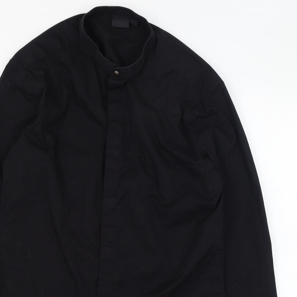 ASOS Mens Black  Polyester  Dress Shirt Size M Collared Button