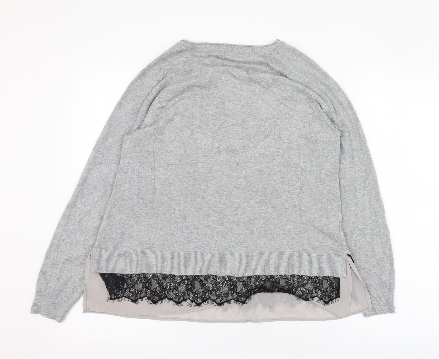 Papaya Womens Grey Round Neck  Viscose Pullover Jumper Size 16