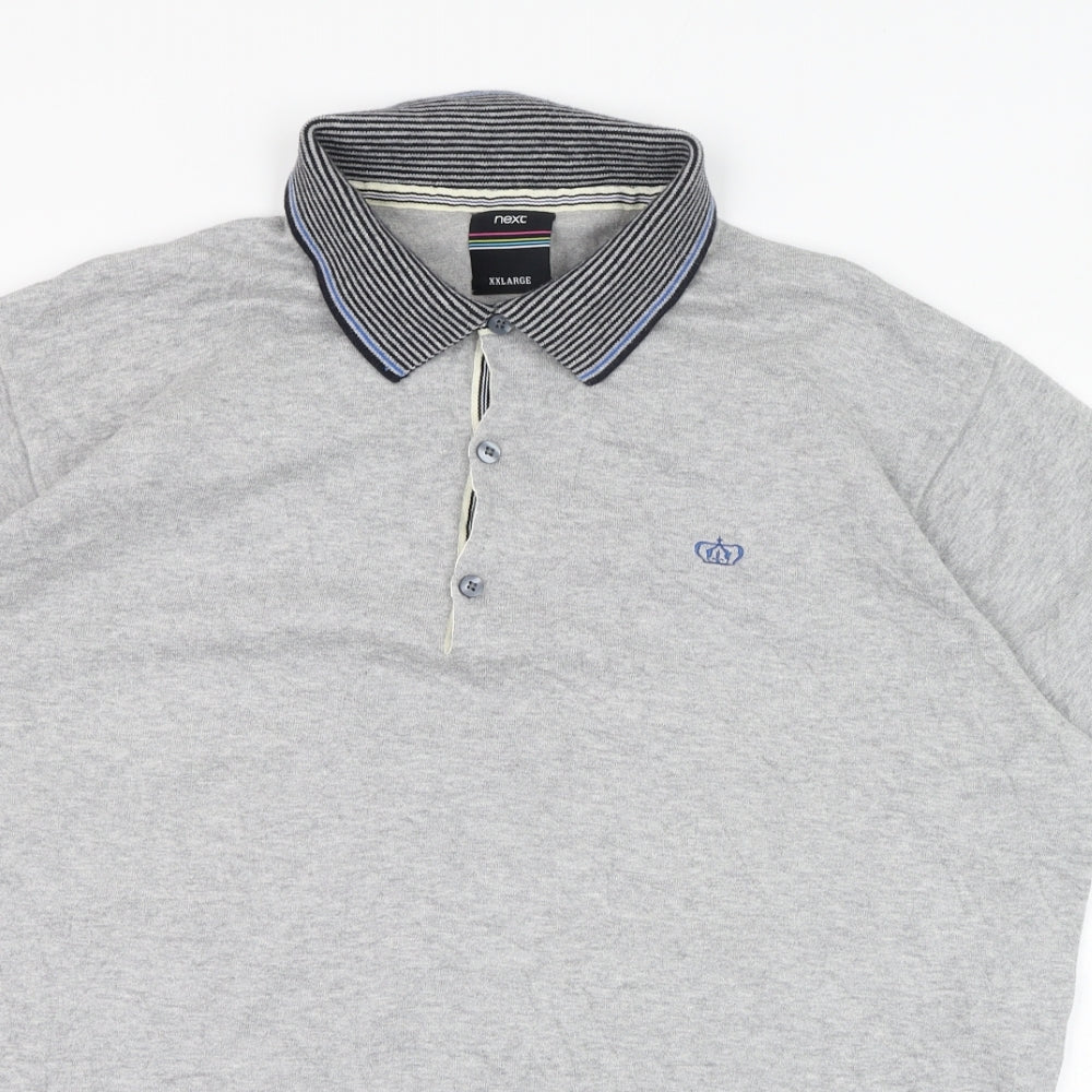 NEXT Mens Grey  Cotton  Polo Size 2XL Collared Button