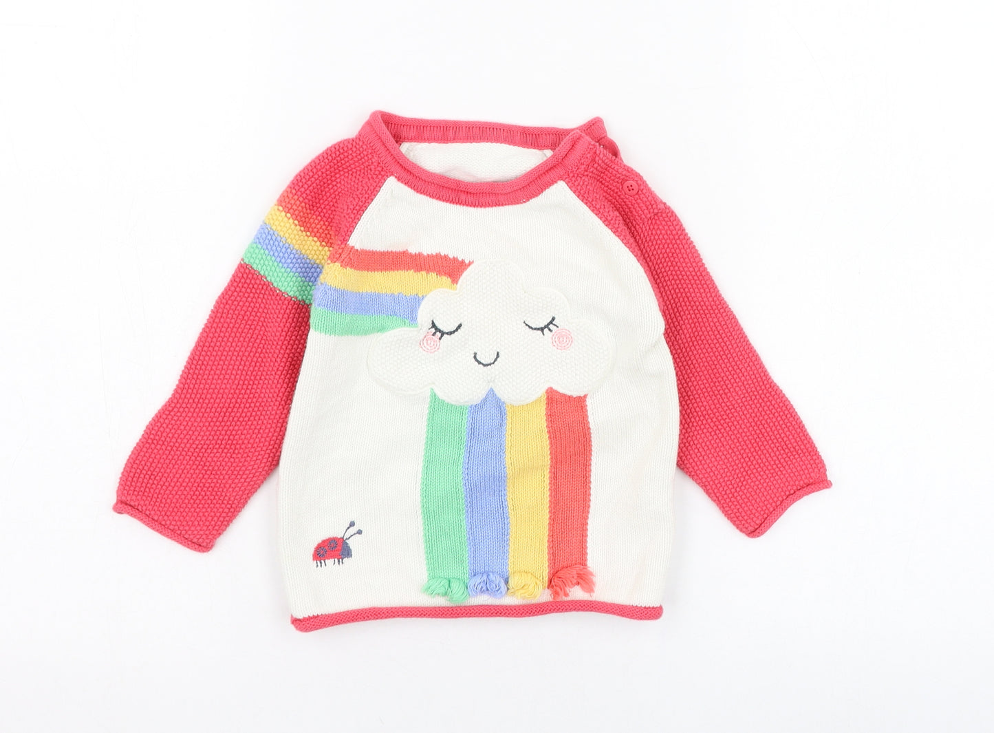 Nutmeg Girls Pink  Cotton Pullover Jumper Size 18-24 Months  Pullover - Rainbow