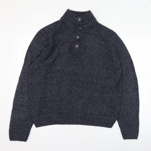 Fabric8 Mens Blue Mock Neck  Acrylic Pullover Jumper Size XL