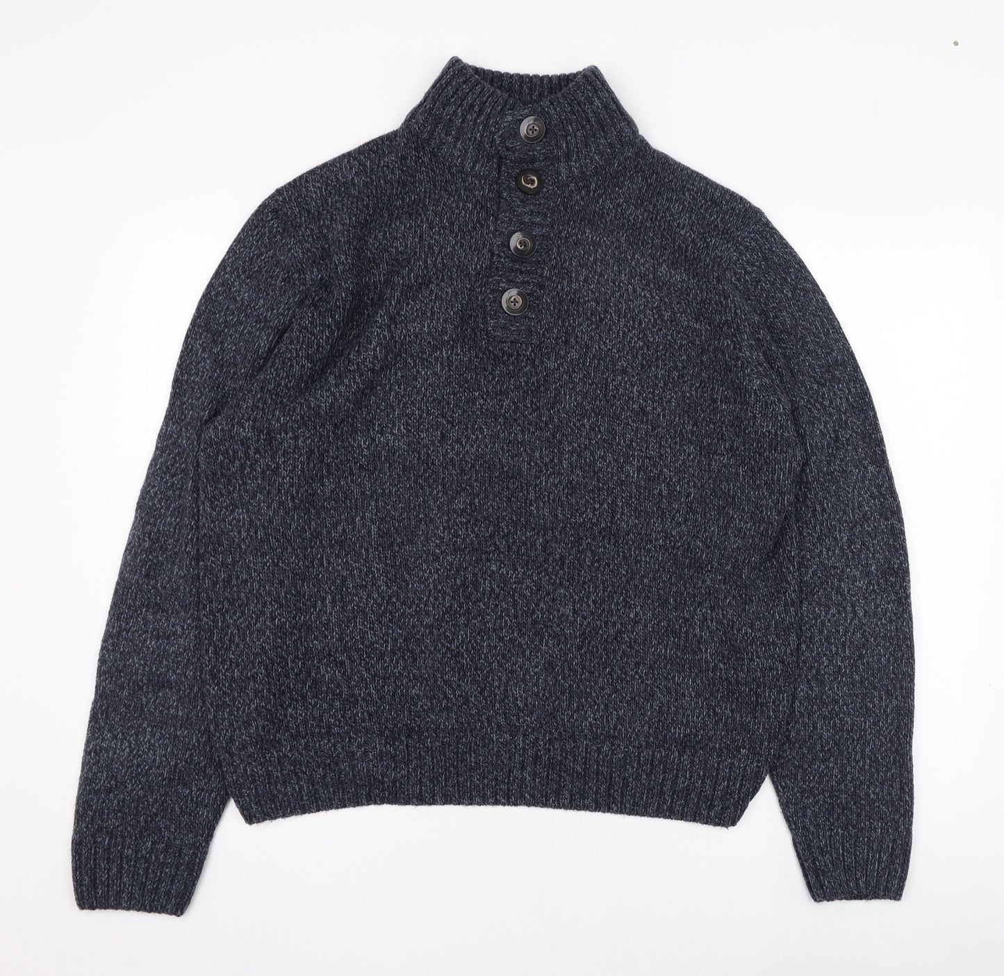 Fabric8 Mens Blue Mock Neck  Acrylic Pullover Jumper Size XL