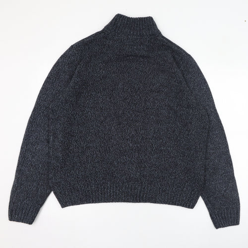 Fabric8 Mens Blue Mock Neck  Acrylic Pullover Jumper Size XL