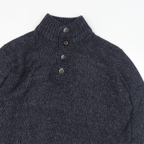 Fabric8 Mens Blue Mock Neck  Acrylic Pullover Jumper Size XL