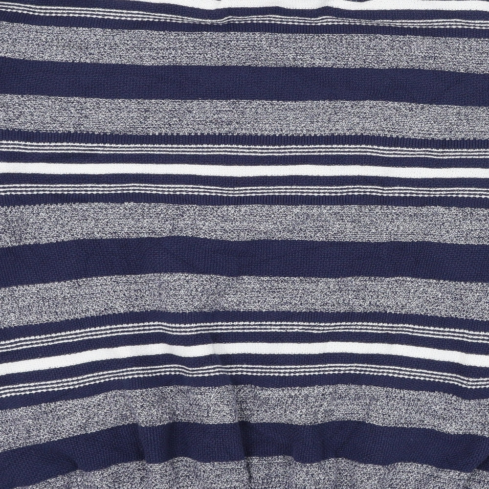 Matalan Mens Blue Round Neck Striped Cotton Pullover Jumper Size L