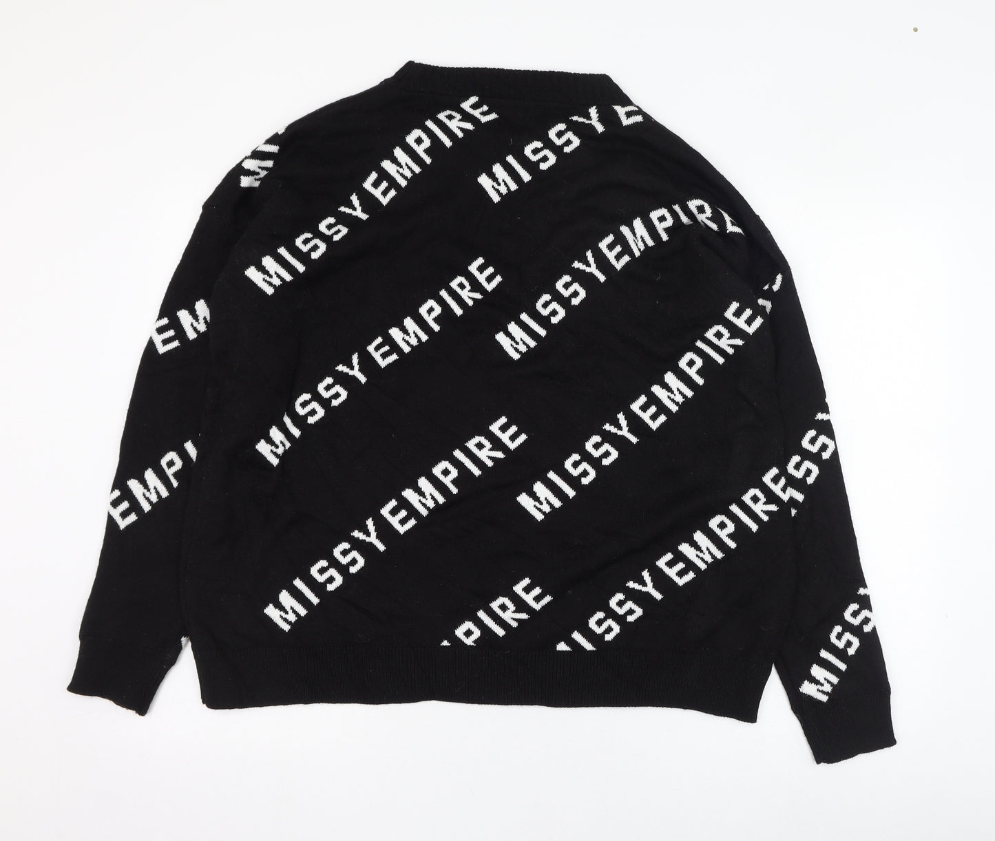 Missy Empire Womens Black Round Neck  Acrylic Pullover Jumper Size 8