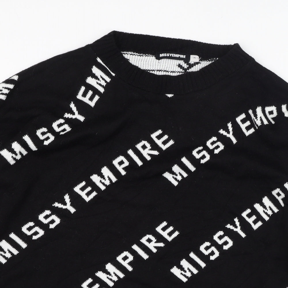 Missy Empire Womens Black Round Neck  Acrylic Pullover Jumper Size 8