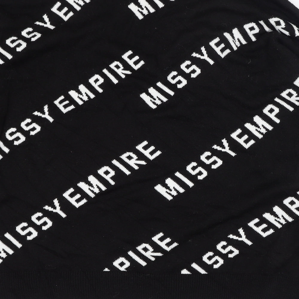Missy Empire Womens Black Round Neck  Acrylic Pullover Jumper Size 8
