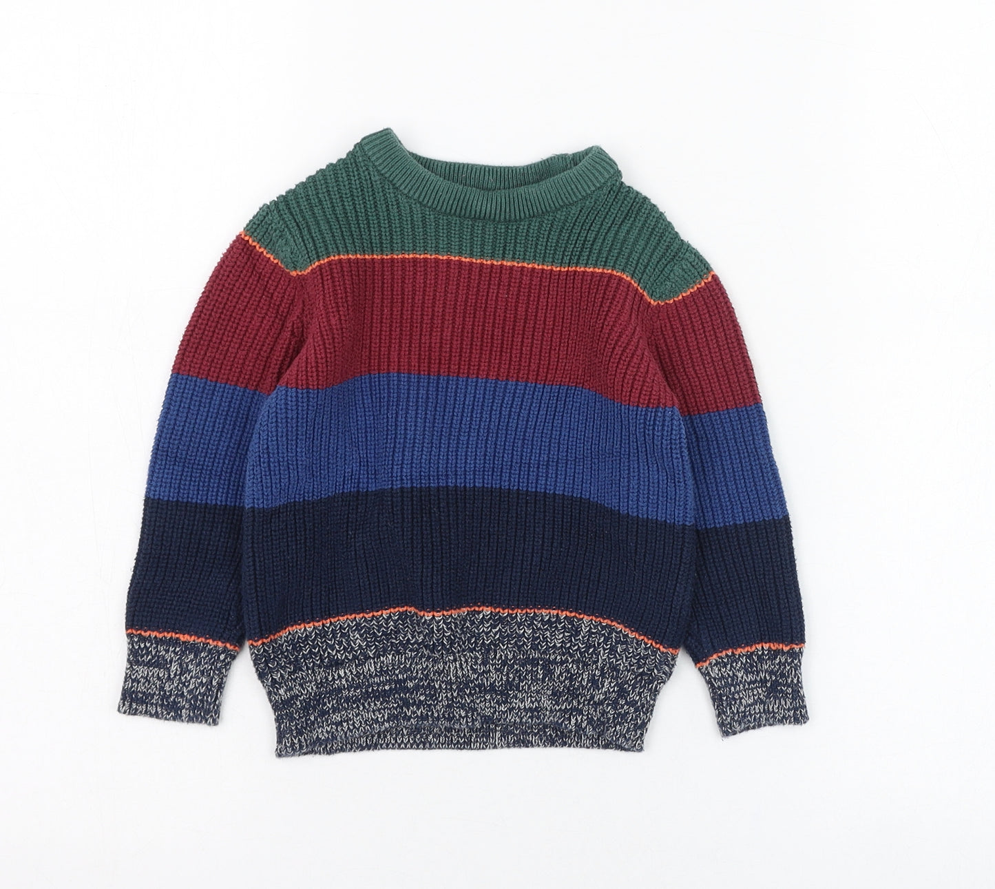 F&F Boys Multicoloured Striped Cotton Pullover Jumper Size 18-24 Months  Pullover