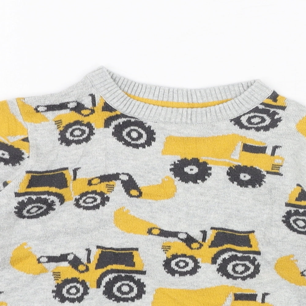 F&F Boys Grey  Cotton Pullover Jumper Size 18-24 Months  Pullover - Digger