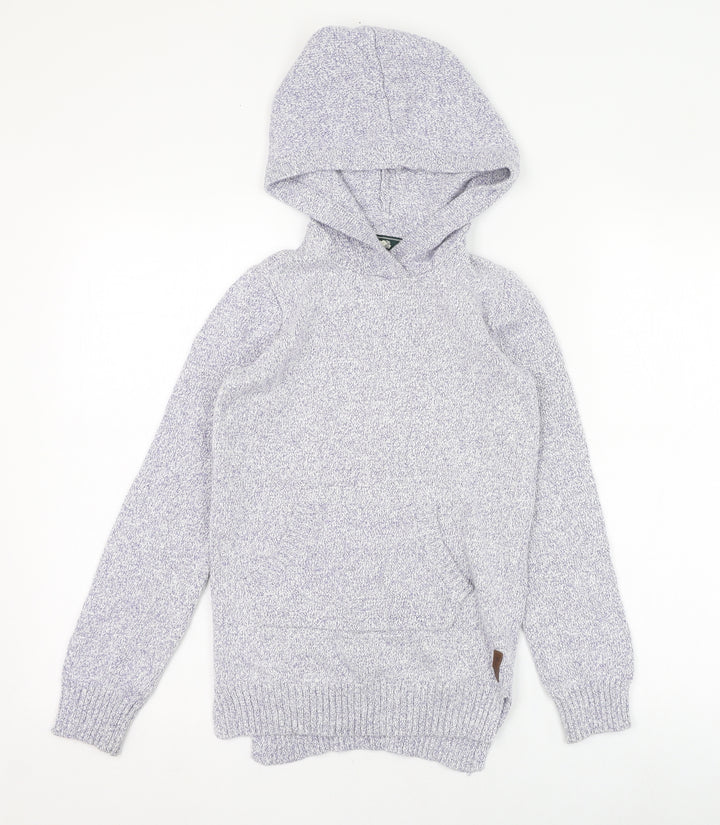 Roots Girls Blue Cotton Pullover Hoodie Size 11-12 Years Pullover