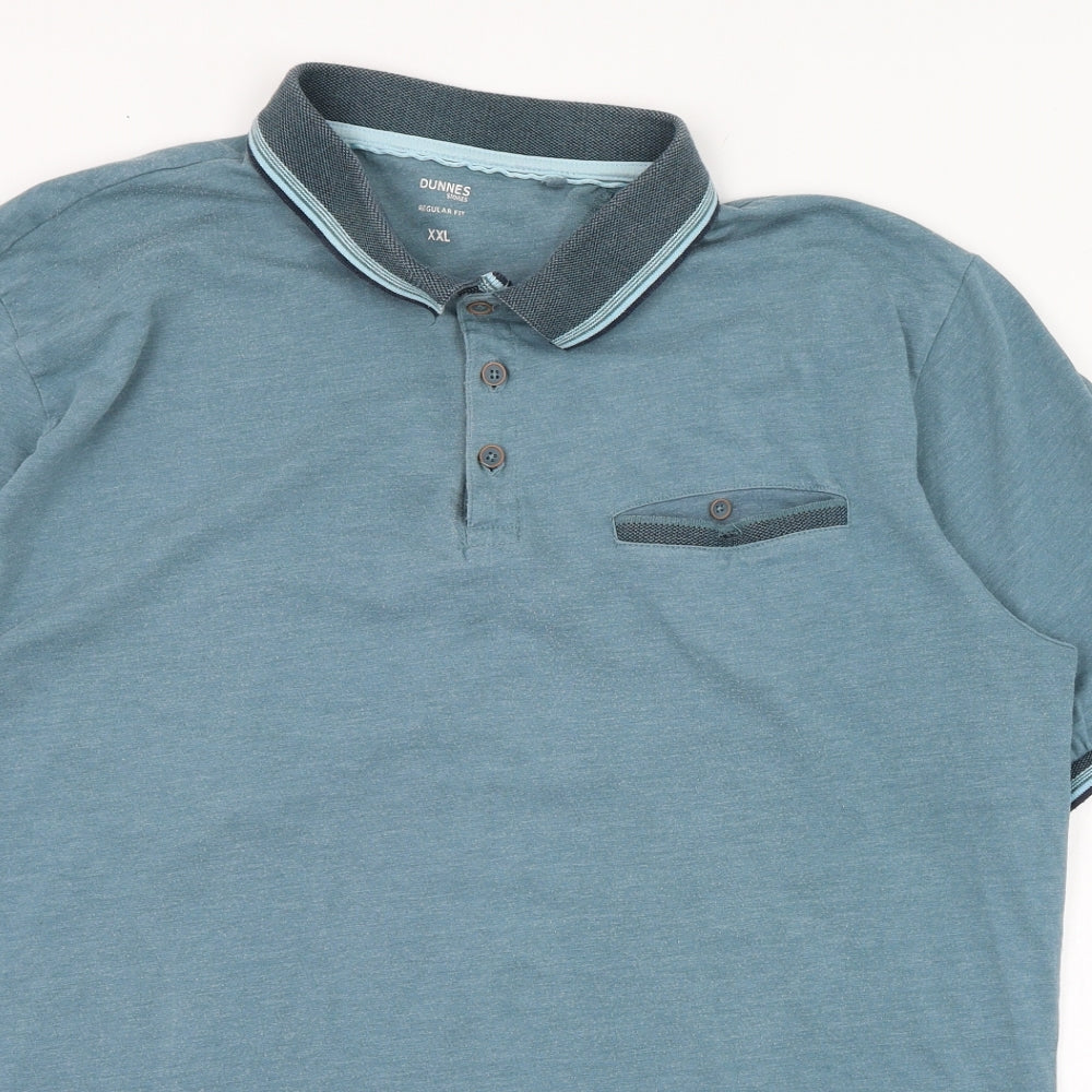 Dunnes Stores Mens Blue  Cotton  Polo Size 2XL Collared Pullover