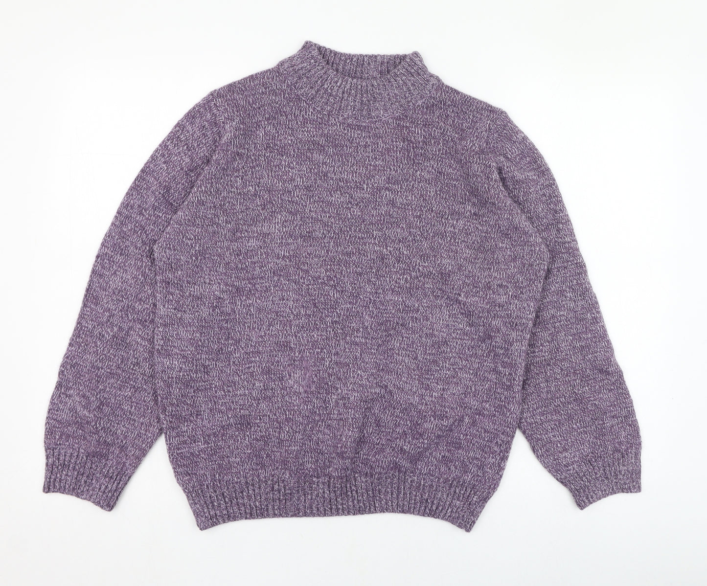 Afibel Womens Purple Round Neck  Acrylic Pullover Jumper Size 16