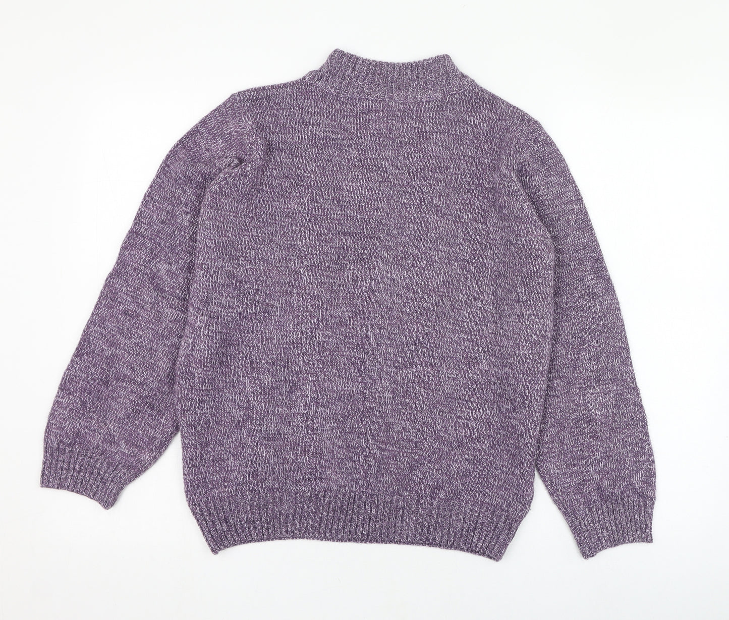 Afibel Womens Purple Round Neck  Acrylic Pullover Jumper Size 16