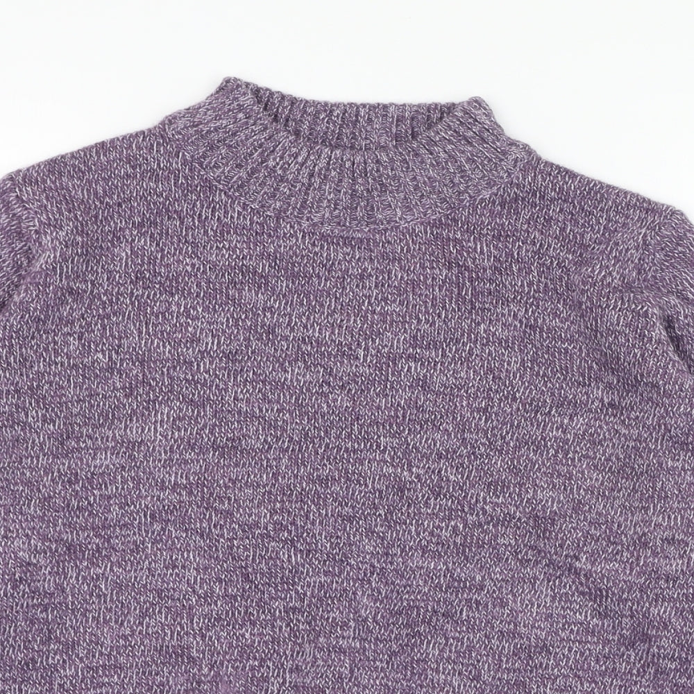Afibel Womens Purple Round Neck  Acrylic Pullover Jumper Size 16