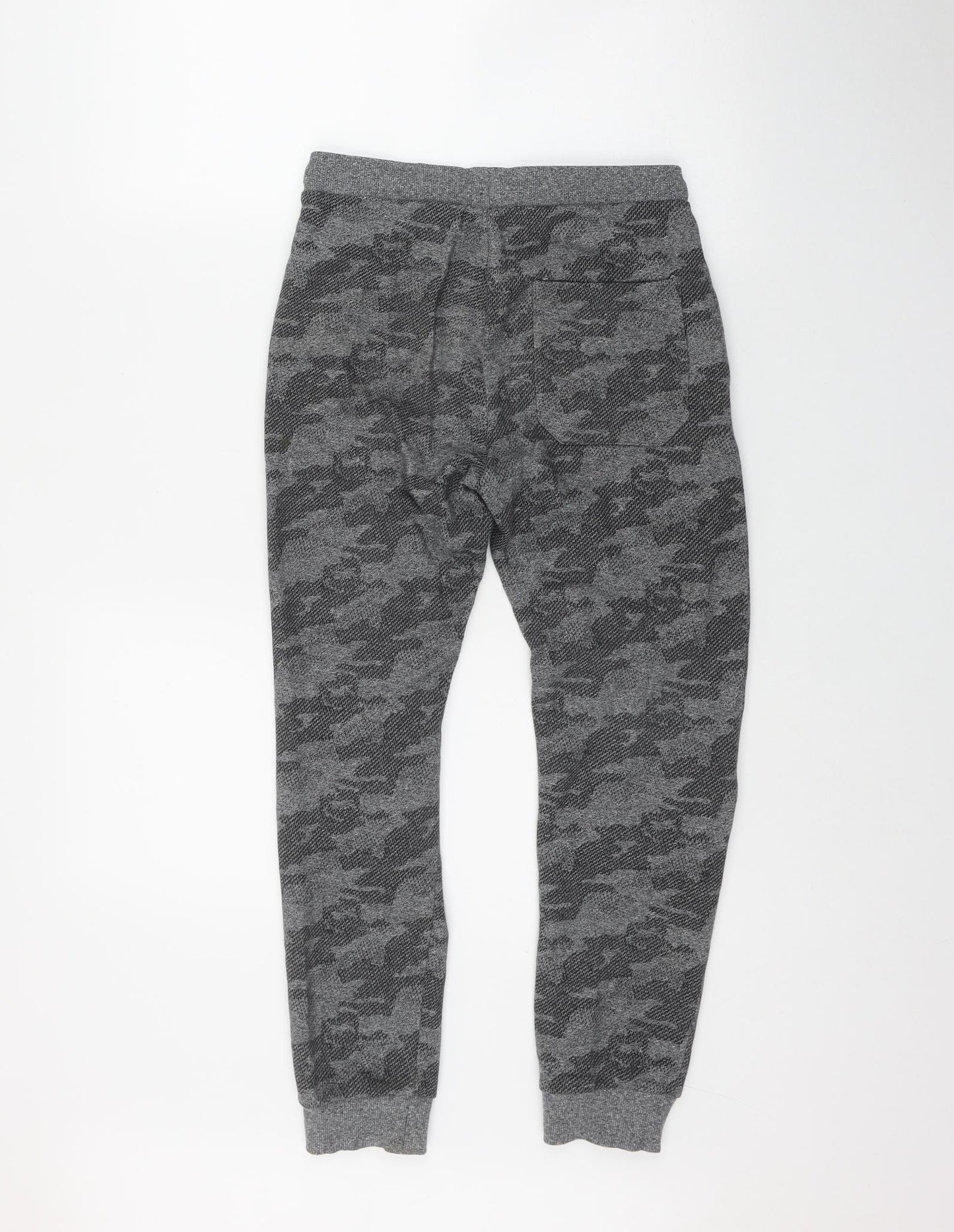 Marks and Spencer Boys Grey Camouflage Cotton Jogger Trousers Size 13-14 Years  Regular