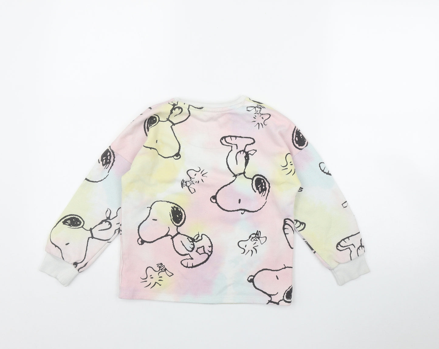 F&F Girls Pink  Cotton Pullover Sweatshirt Size 6-7 Years   - Tie Dye Snoopy