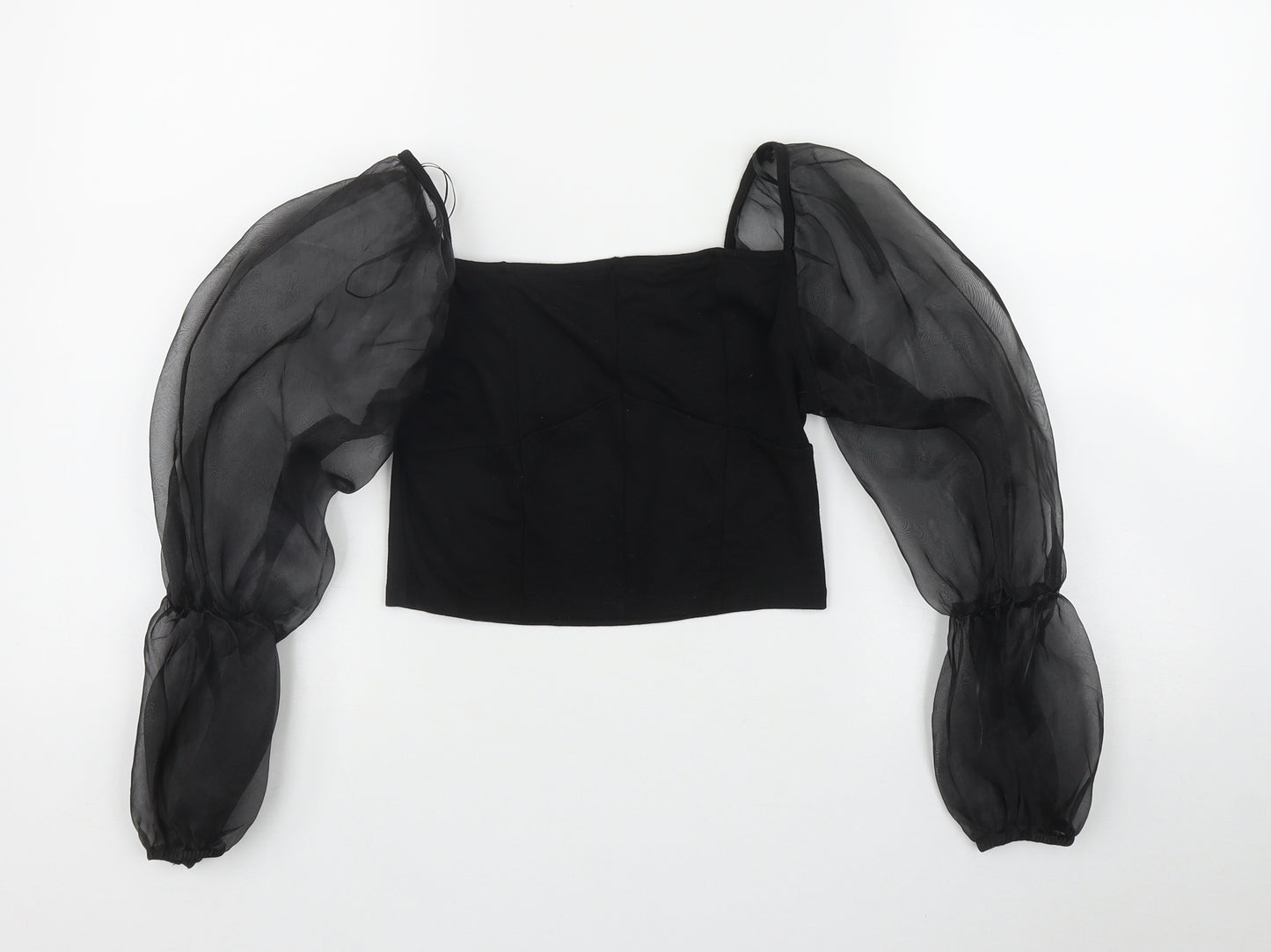 Primark Womens Black  Polyester Basic T-Shirt Size 10 Square Neck
