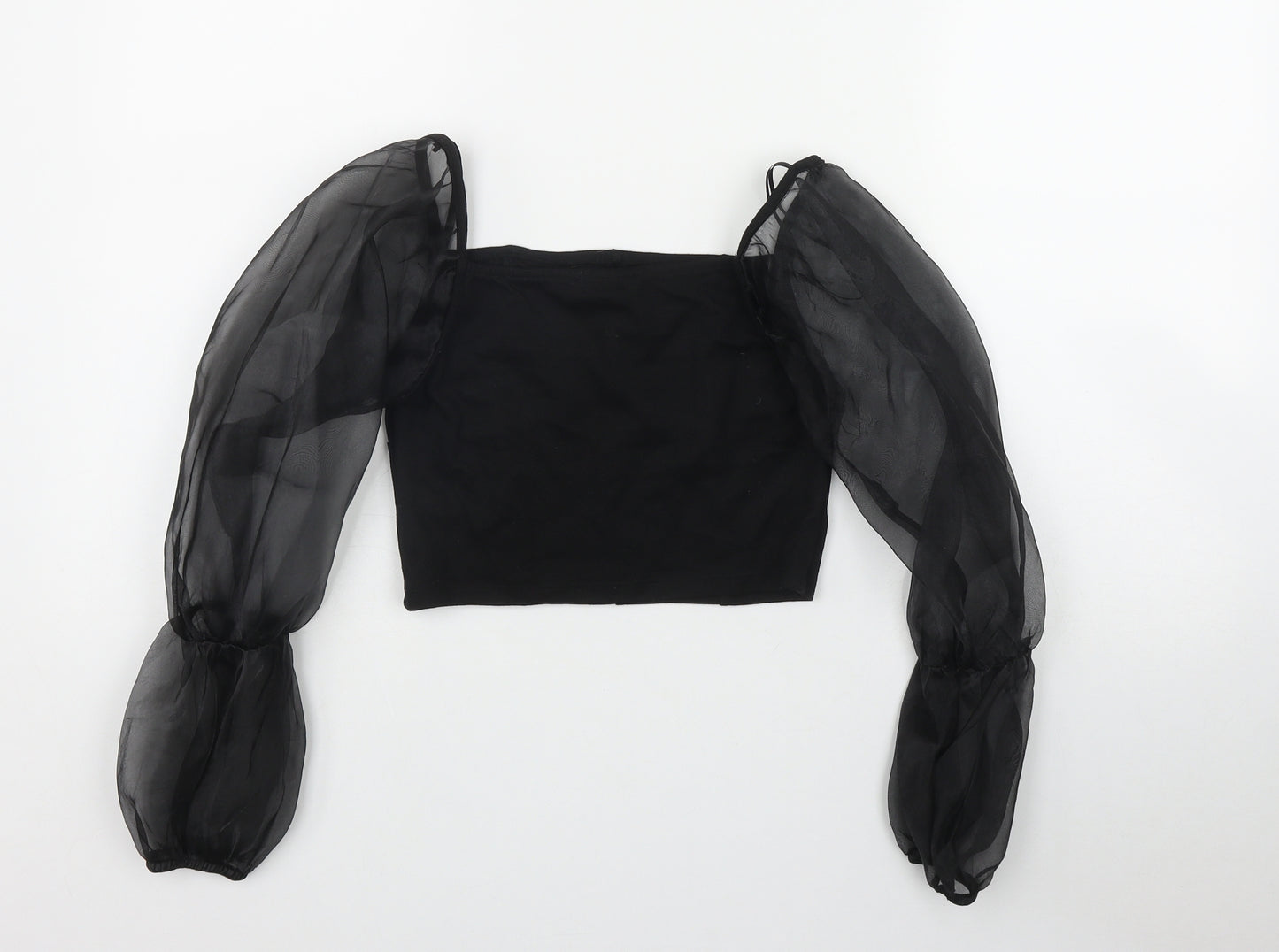 Primark Womens Black  Polyester Basic T-Shirt Size 10 Square Neck