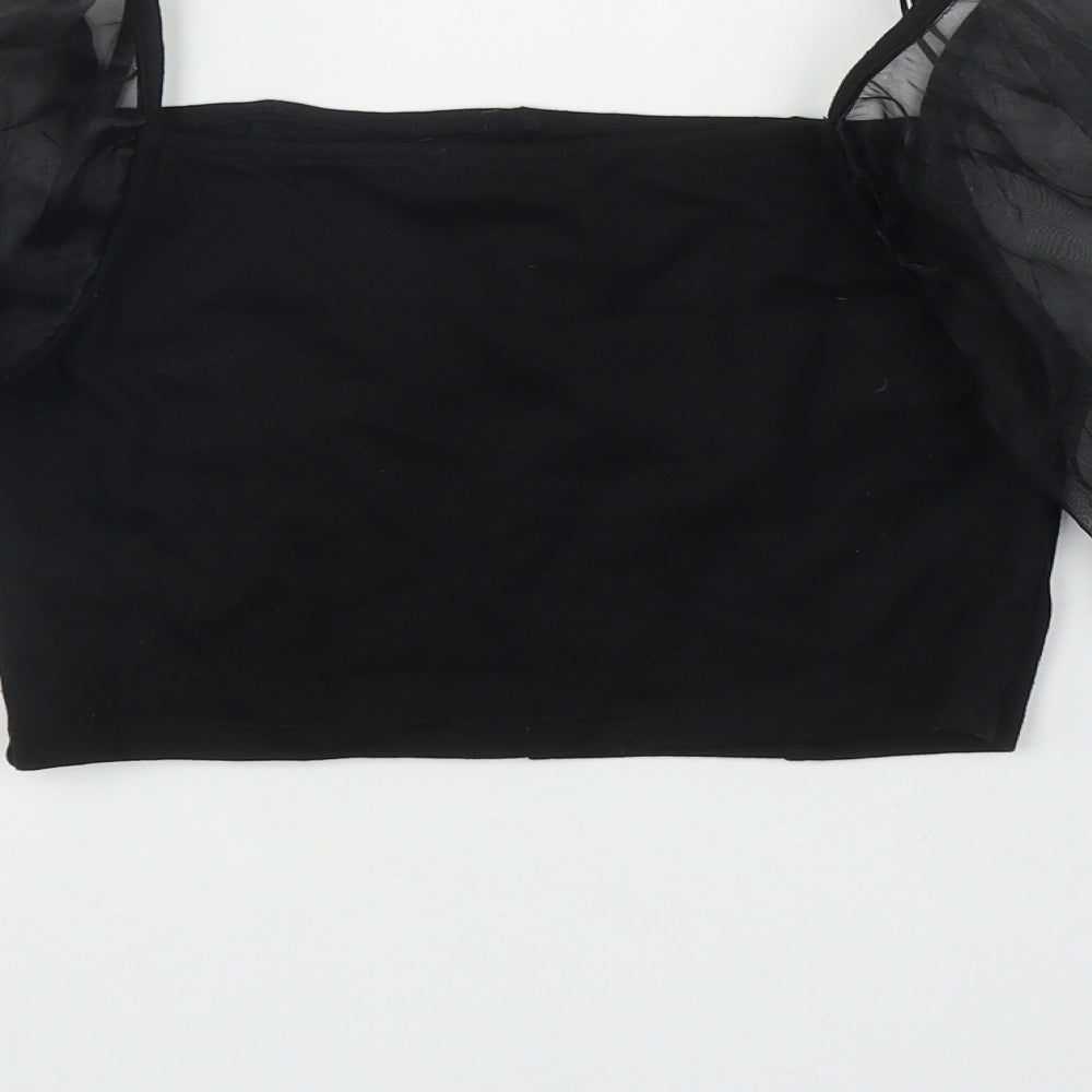 Primark Womens Black  Polyester Basic T-Shirt Size 10 Square Neck