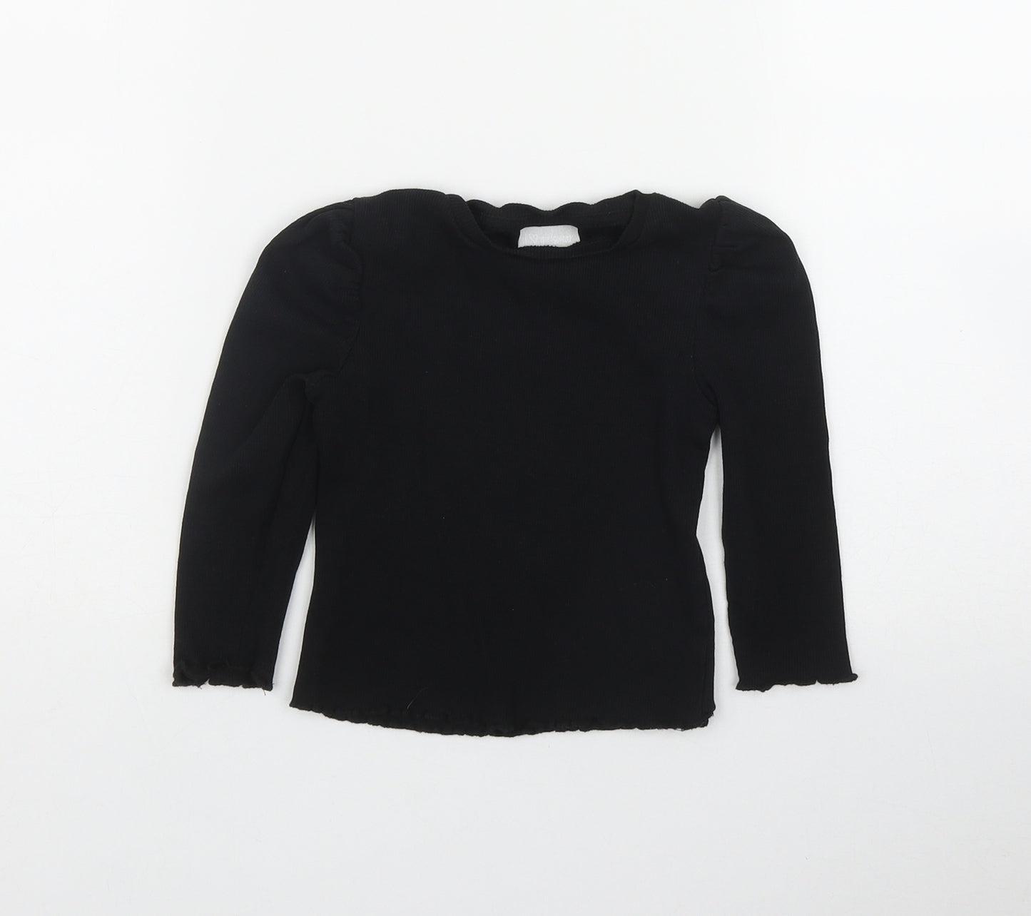 Matalan Girls Black  Cotton Basic T-Shirt Size 6 Years Round Neck